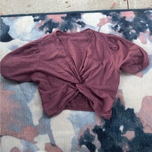 Italian Cotton Mauve Twist Front Crop Top